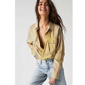 New Free People Daydream In Color Top WTF $198 XS Yellow Motif